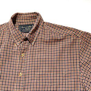 Abercrombie & Fitch Mens Flannel Shirt XXL Brown/Black Plaid 100% Cotton